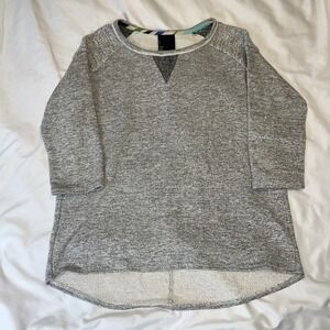 Anthropologie Dolan T Shirt Small Sweatshirt Heather Gray 3/4 Sleeve